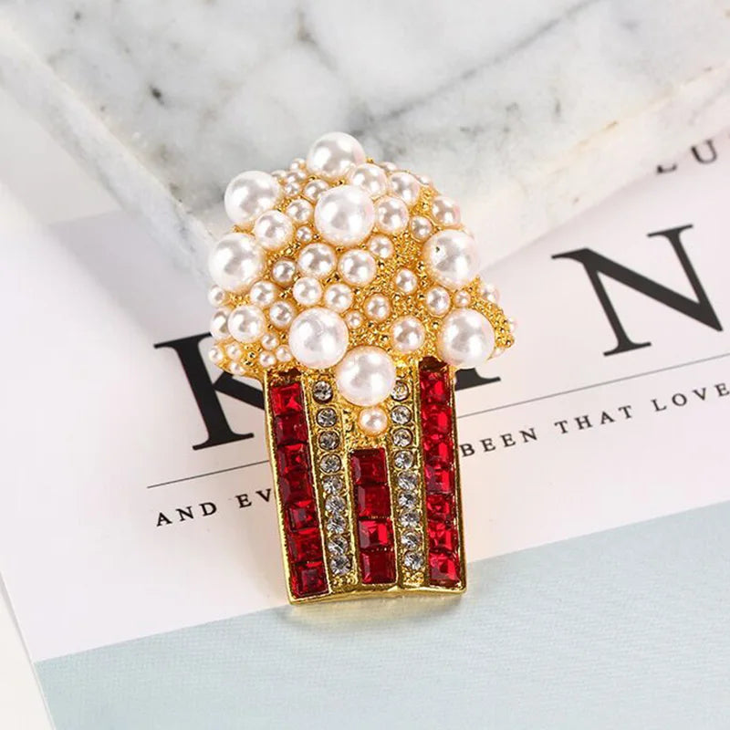 Broche Pop-corn · Perles & Cristal