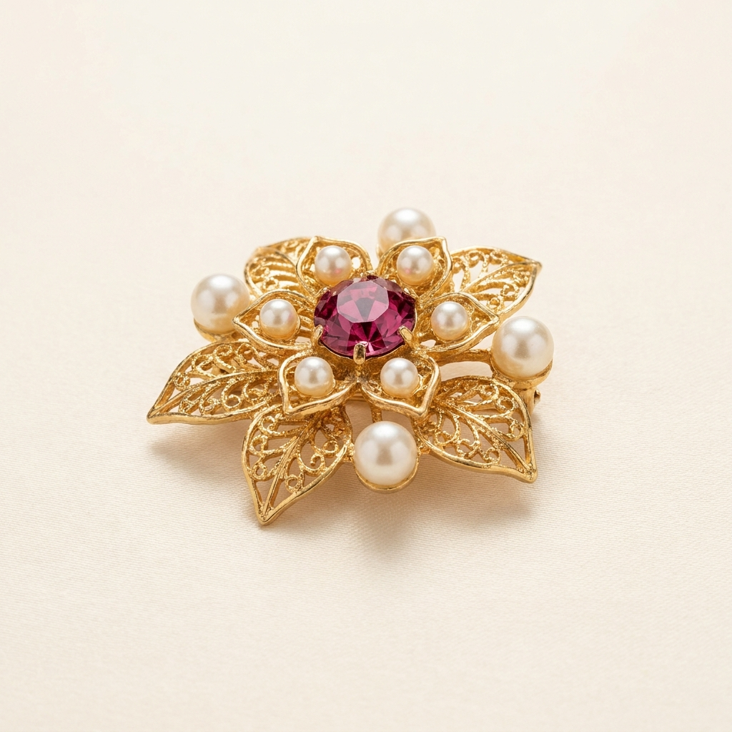 Broche Corsage Baroque Doré Alyvoa