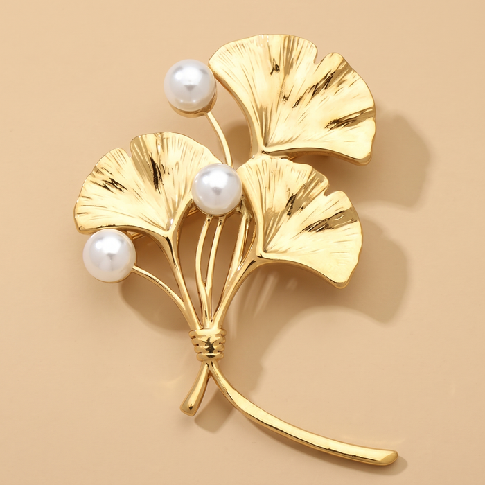 Broche Ginkgo · Perles