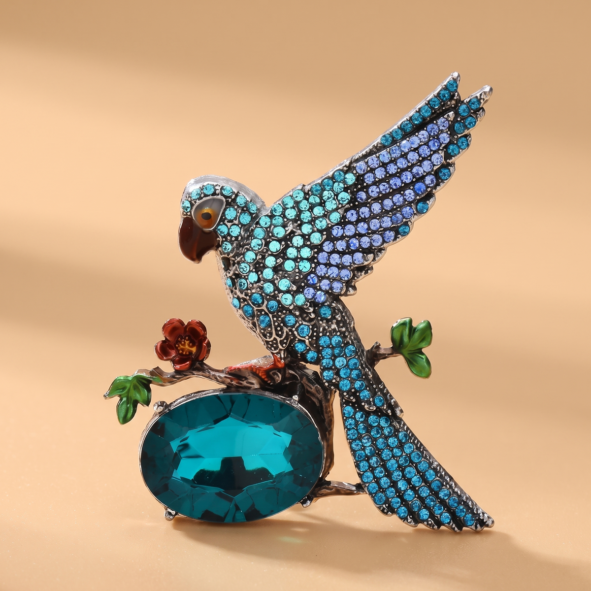 Broche Oiseau Vintage · Cristal