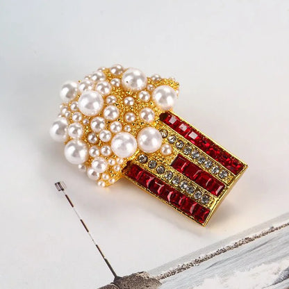 Broche Pop-corn · Perles & Cristal