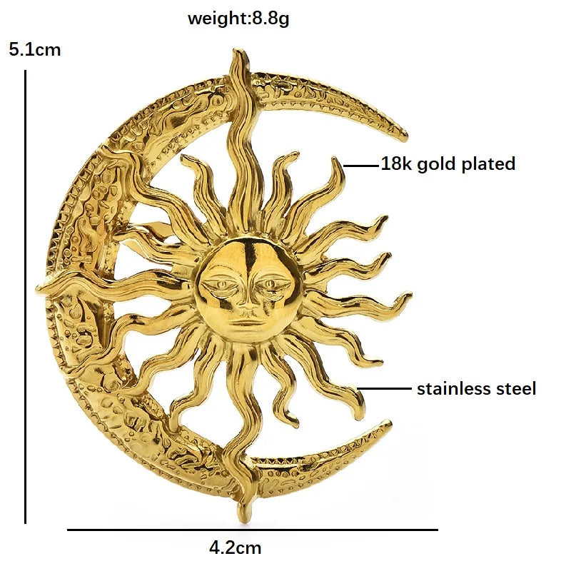 Broche Soleil & Lune · Acier