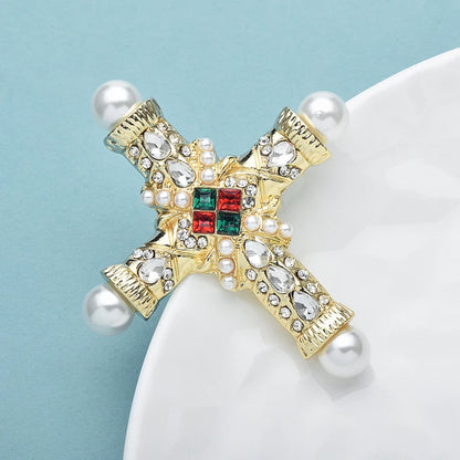 Broche Croix Vintage · Perles & Cristal