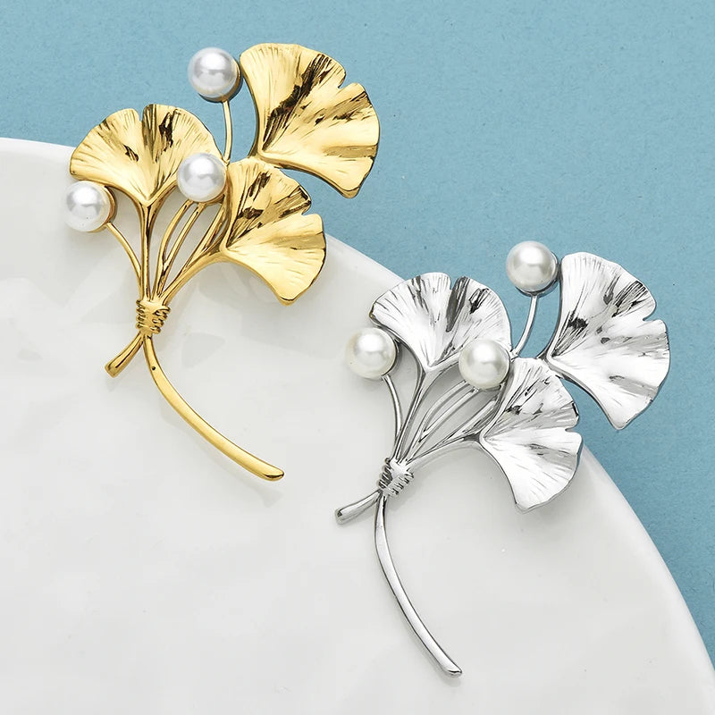 Broche Ginkgo · Perles