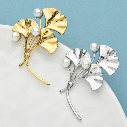 Broche Ginkgo · Perles