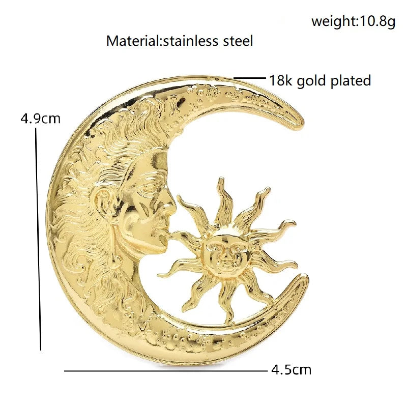 Broche Soleil & Lune · Acier