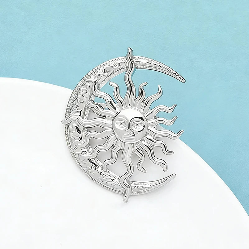 Broche Soleil & Lune · Acier