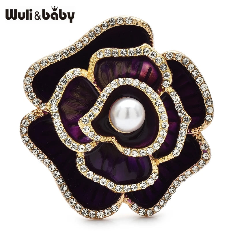 Broche Camélia · Émail