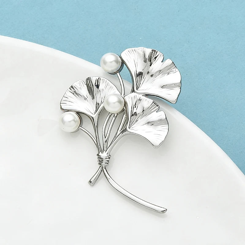 Broche Ginkgo · Perles