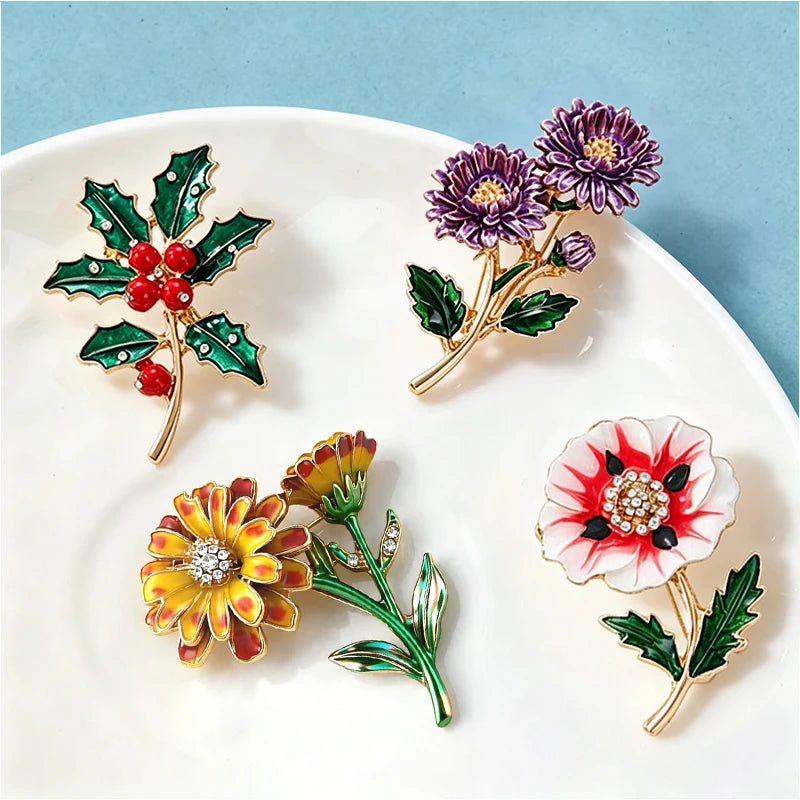 Broche Fleur · Émail