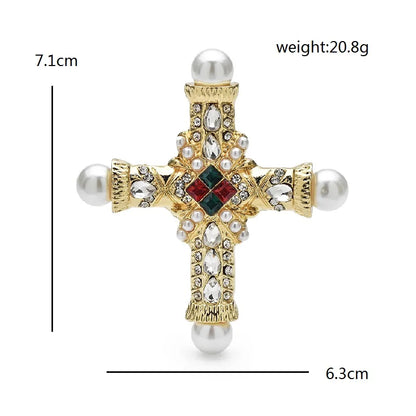 Broche Croix Vintage · Perles & Cristal