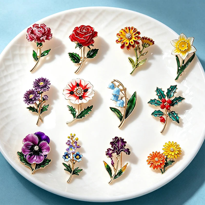Broche Fleur · Émail