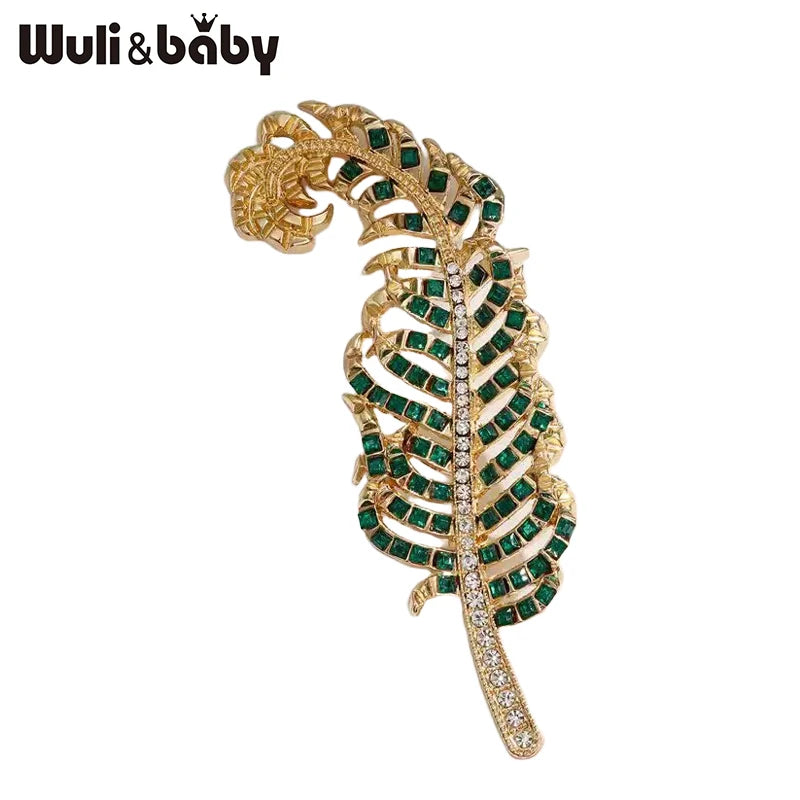 Broche Plume Vintage · Cristal