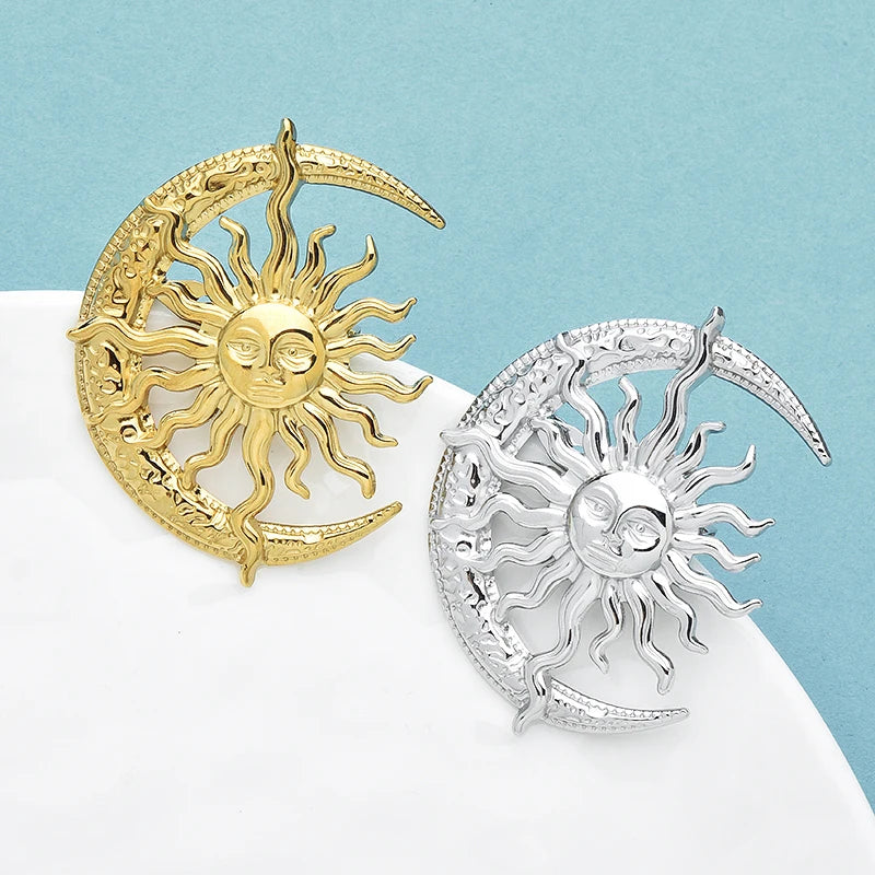 Broche Soleil & Lune · Acier