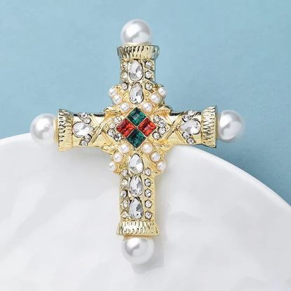 Broche Croix Vintage · Perles & Cristal