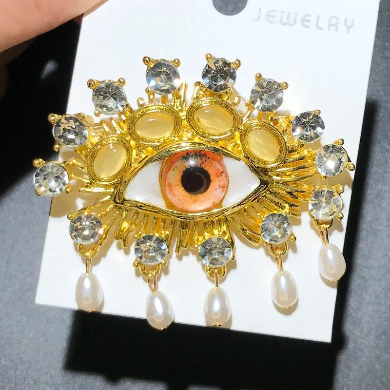 Broche Œil · Perles & Cristal
