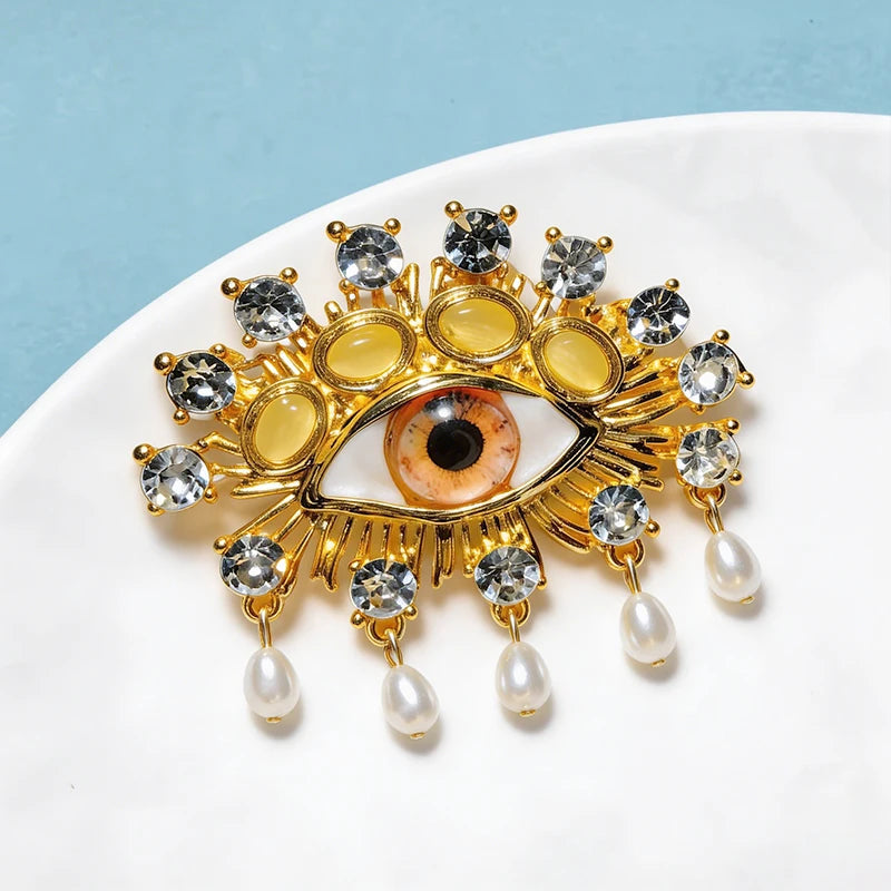Broche Œil · Perles & Cristal