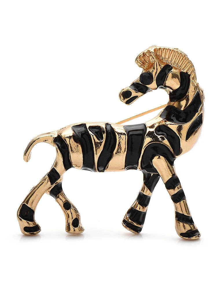Broche Zèbre · Émail