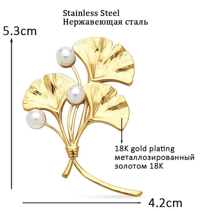 Broche Ginkgo · Perles