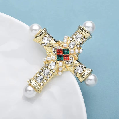 Broche Croix Vintage · Perles & Cristal
