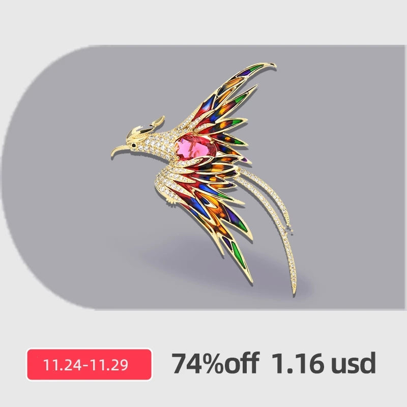 Broche Phénix · Cristal