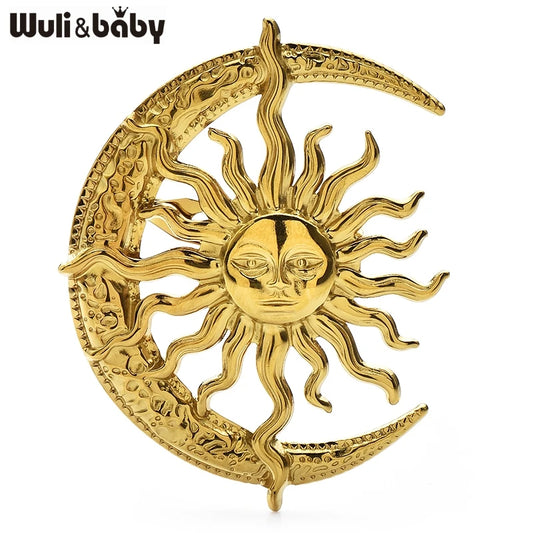 Broche Soleil & Lune · Acier