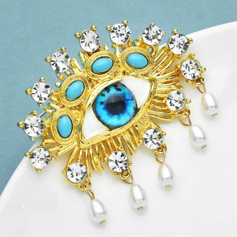Broche Œil · Perles & Cristal