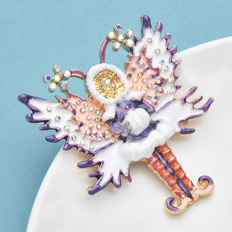 Broche Ange Vintage · Émail