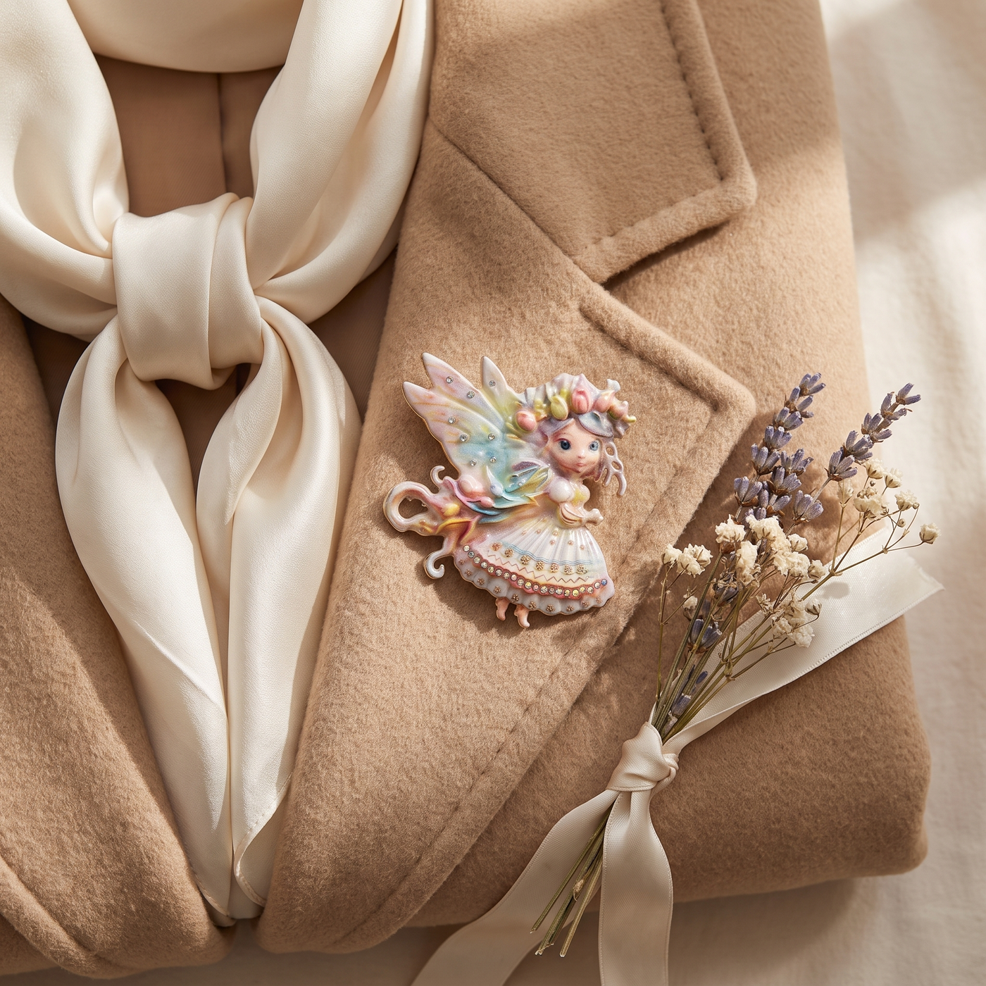 Broche Papillon · Blanc · portée