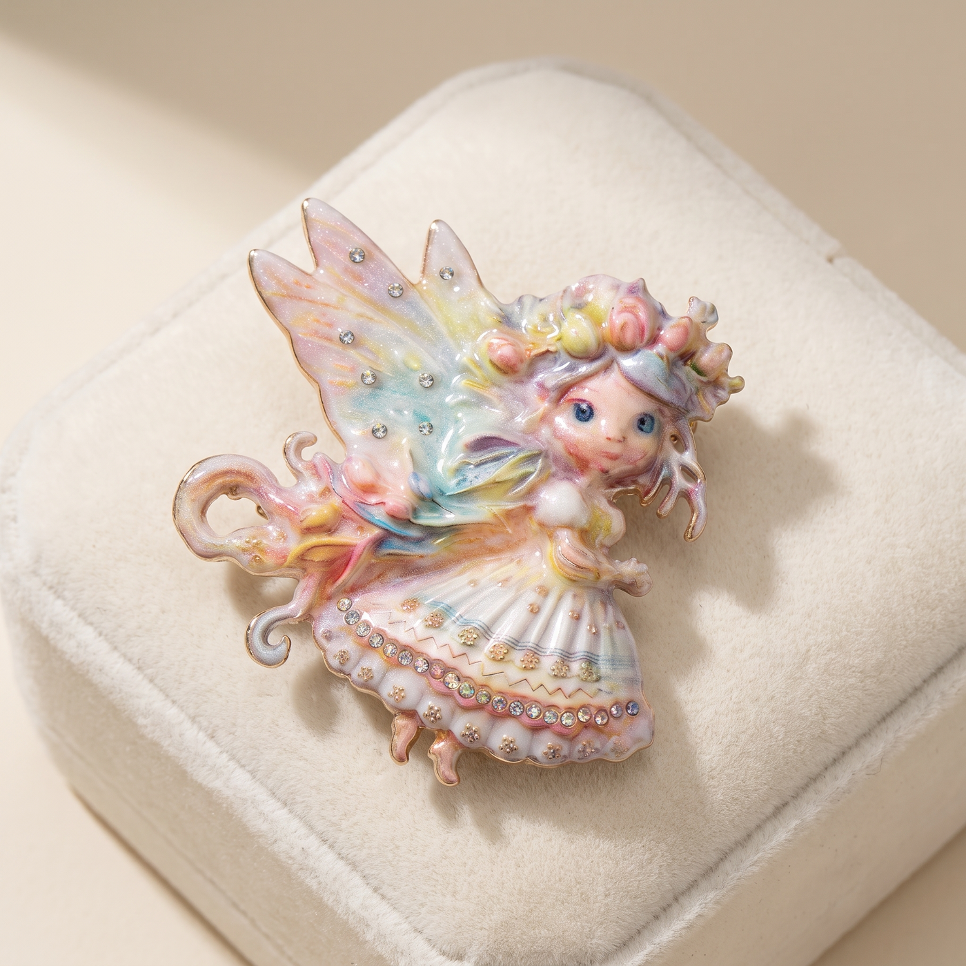 Broche Papillon · Blanc · sur coussin