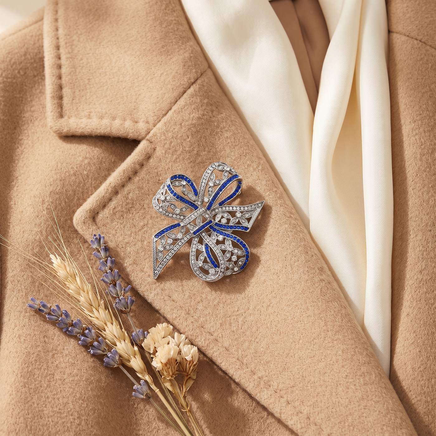 Broche Nœud en cristal, bijou vintage Alyvoa · Bleu
