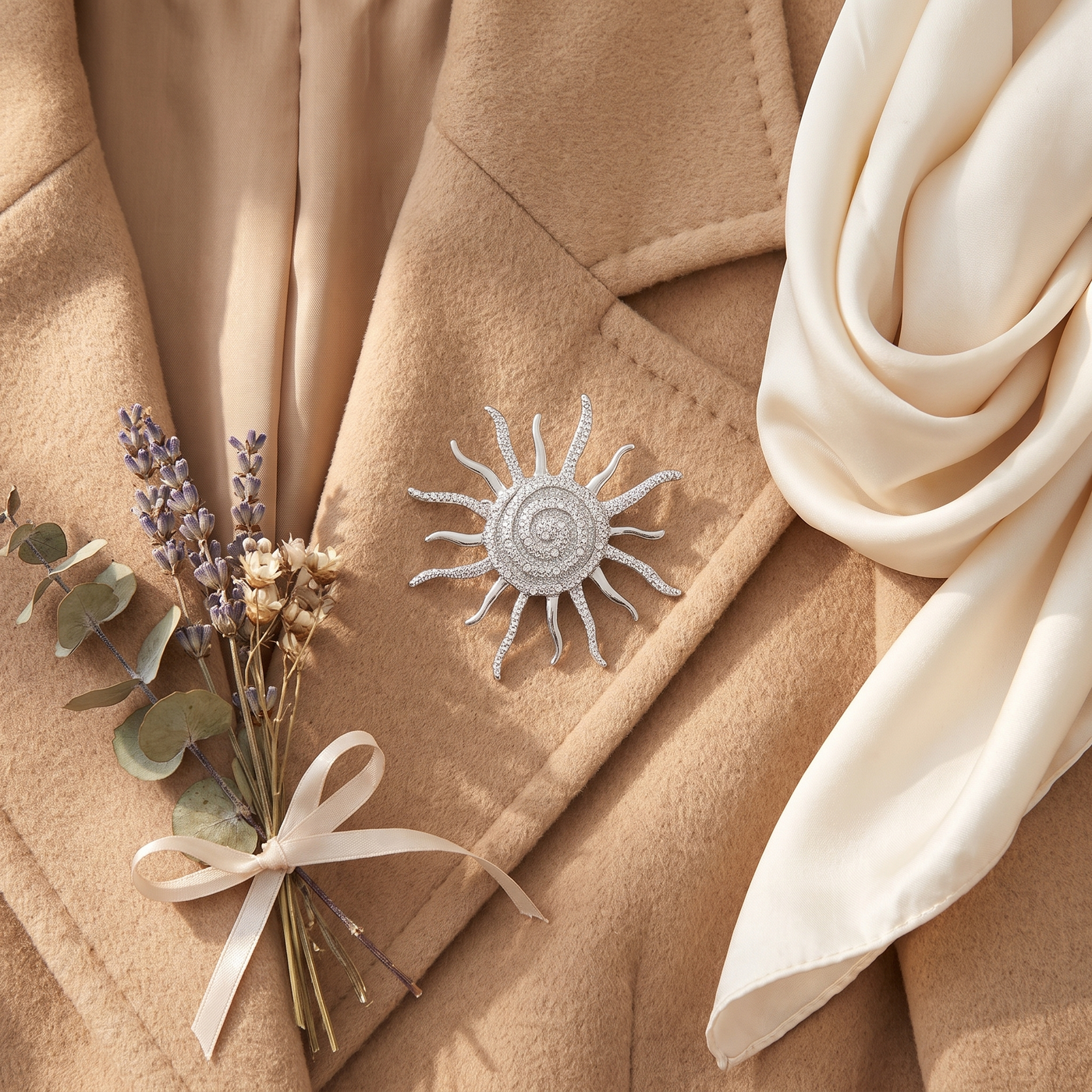 Broche Escargot en cristal, bijou vintage Alyvoa en situation · Doré