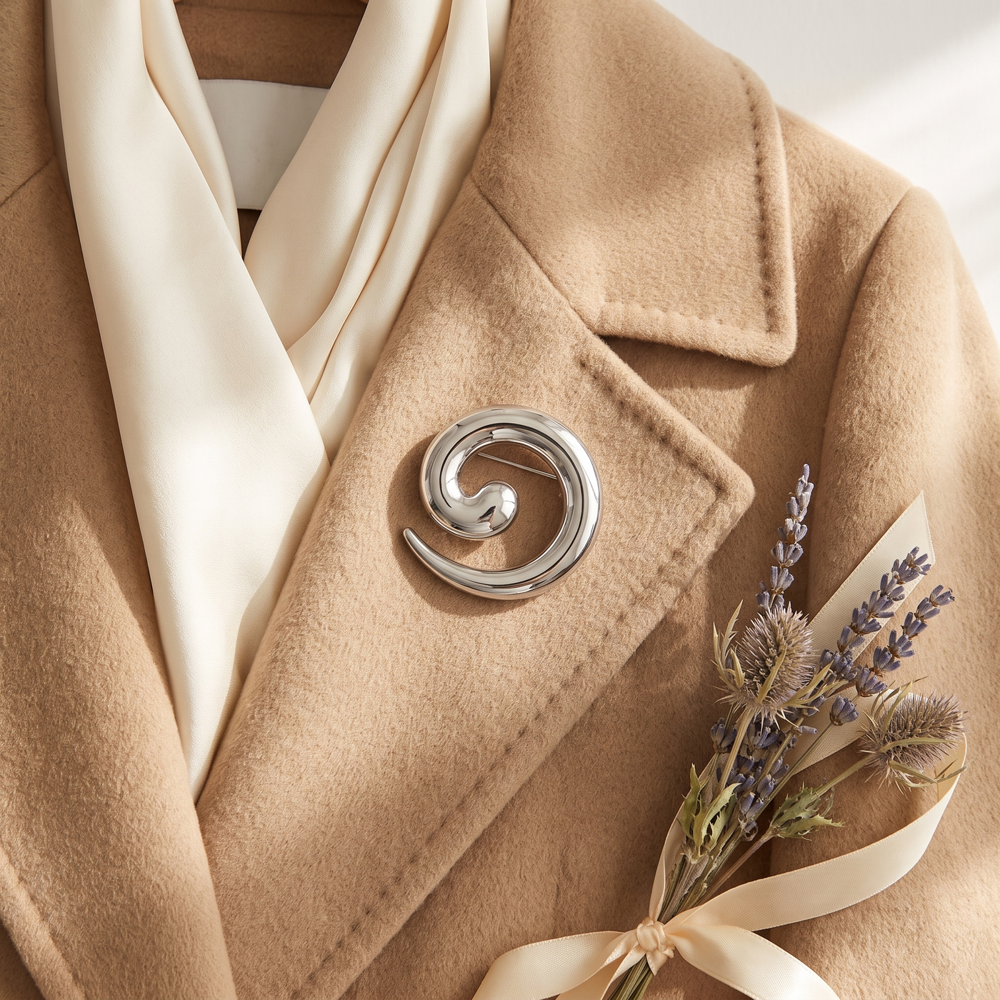 Broche Forme Géométrique en acier, bijou vintage Alyvoa tenue à la main · Argenté