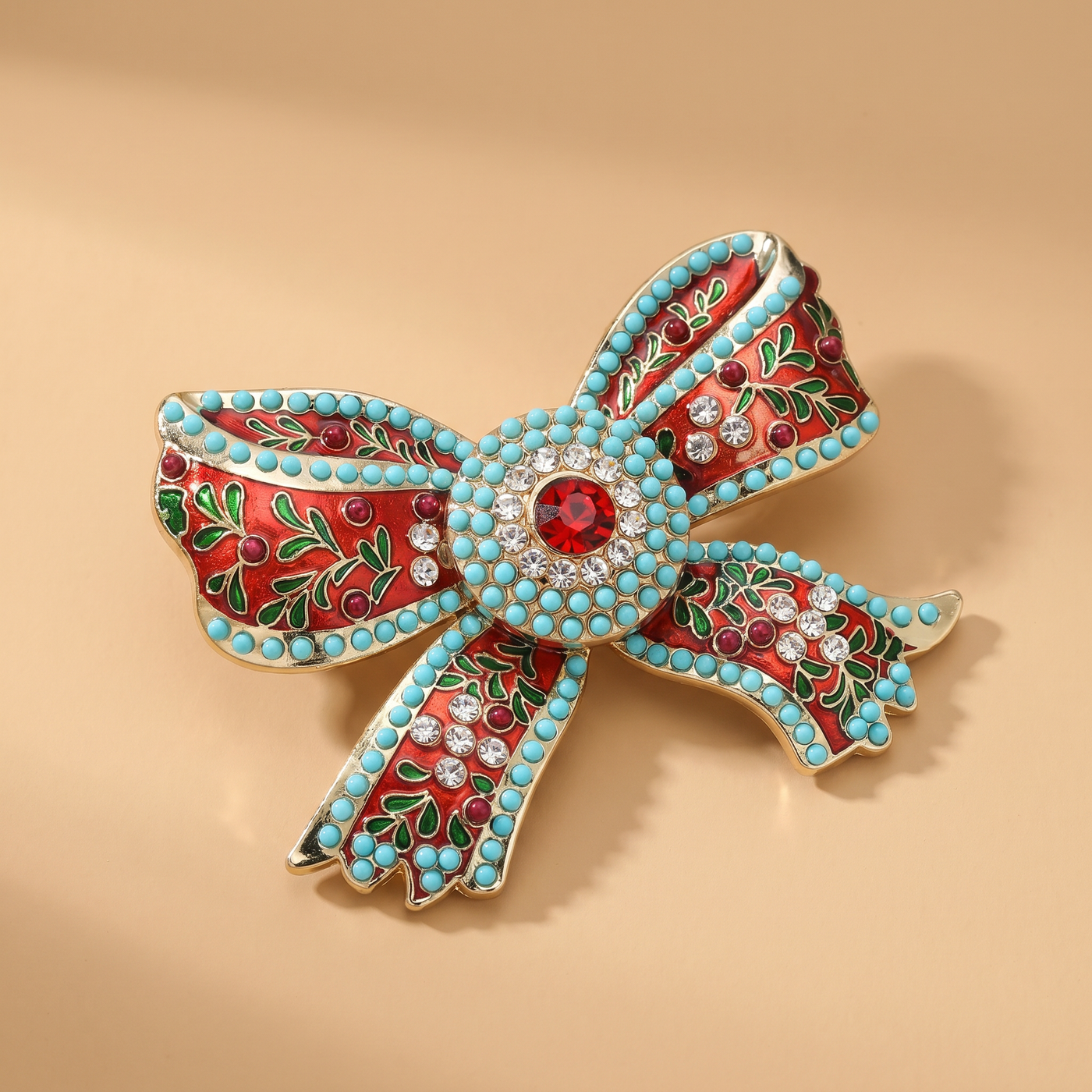 Broche Nœud en émail, bijou vintage Alyvoa