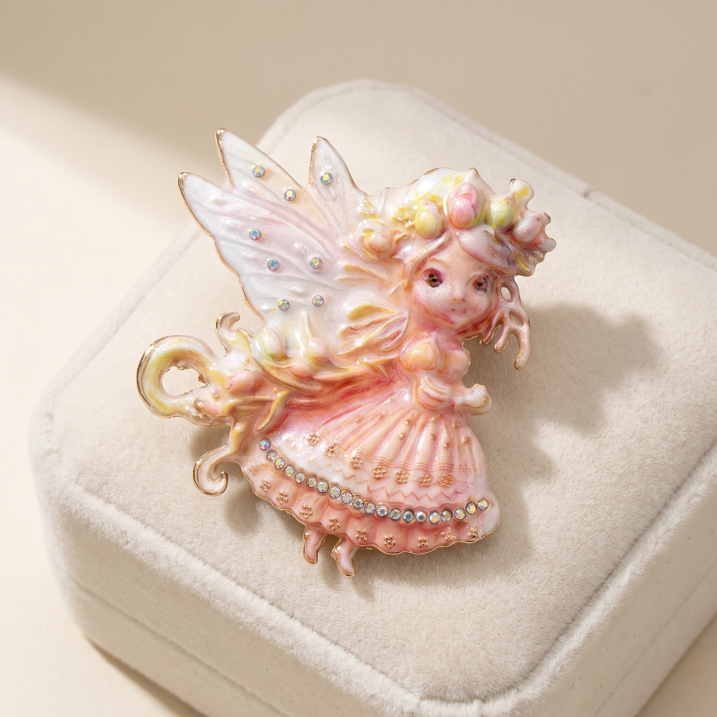 Broche Papillon · Jaune · sur coussin