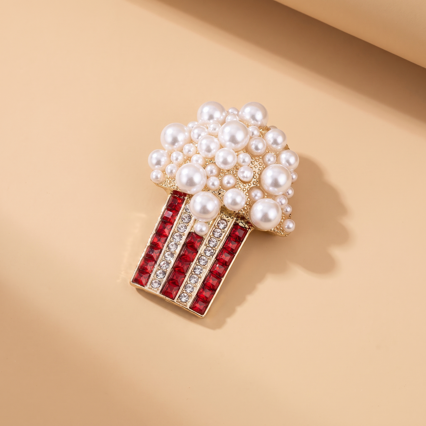 Broche Pop-corn en perles & cristal, bijou vintage Alyvoa
