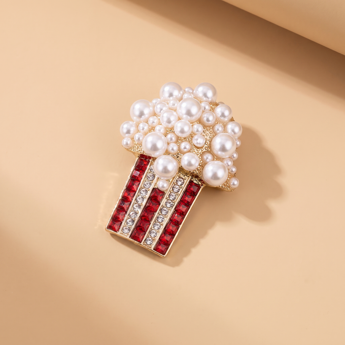 Broche Pop-corn · Perles & Cristal