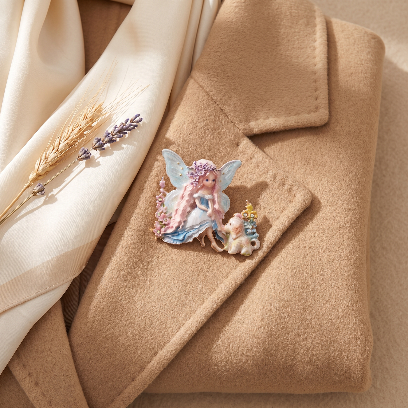 Broche Papillon · Émail · Bleu · portée
