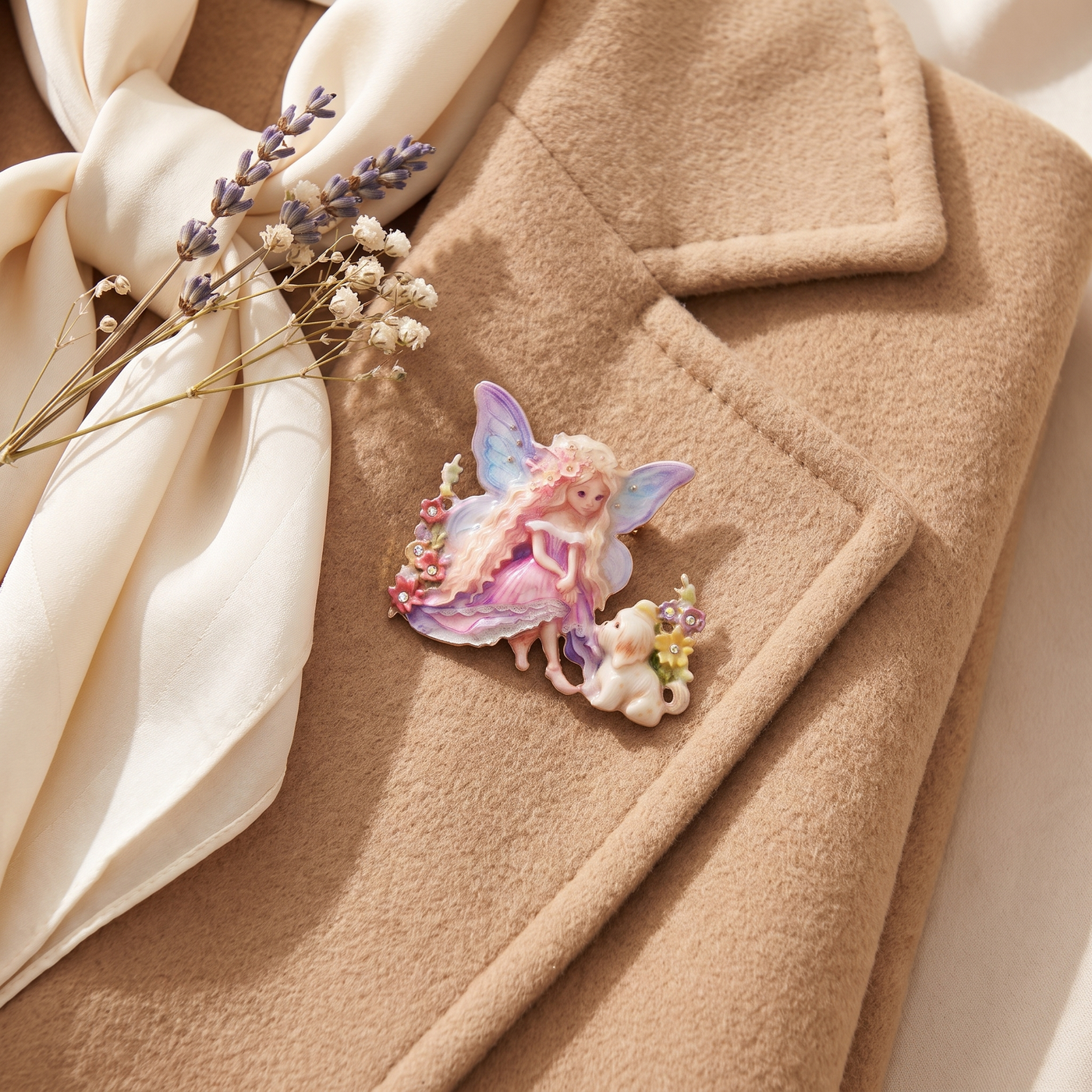 Broche Papillon · Émail · Violet · portée