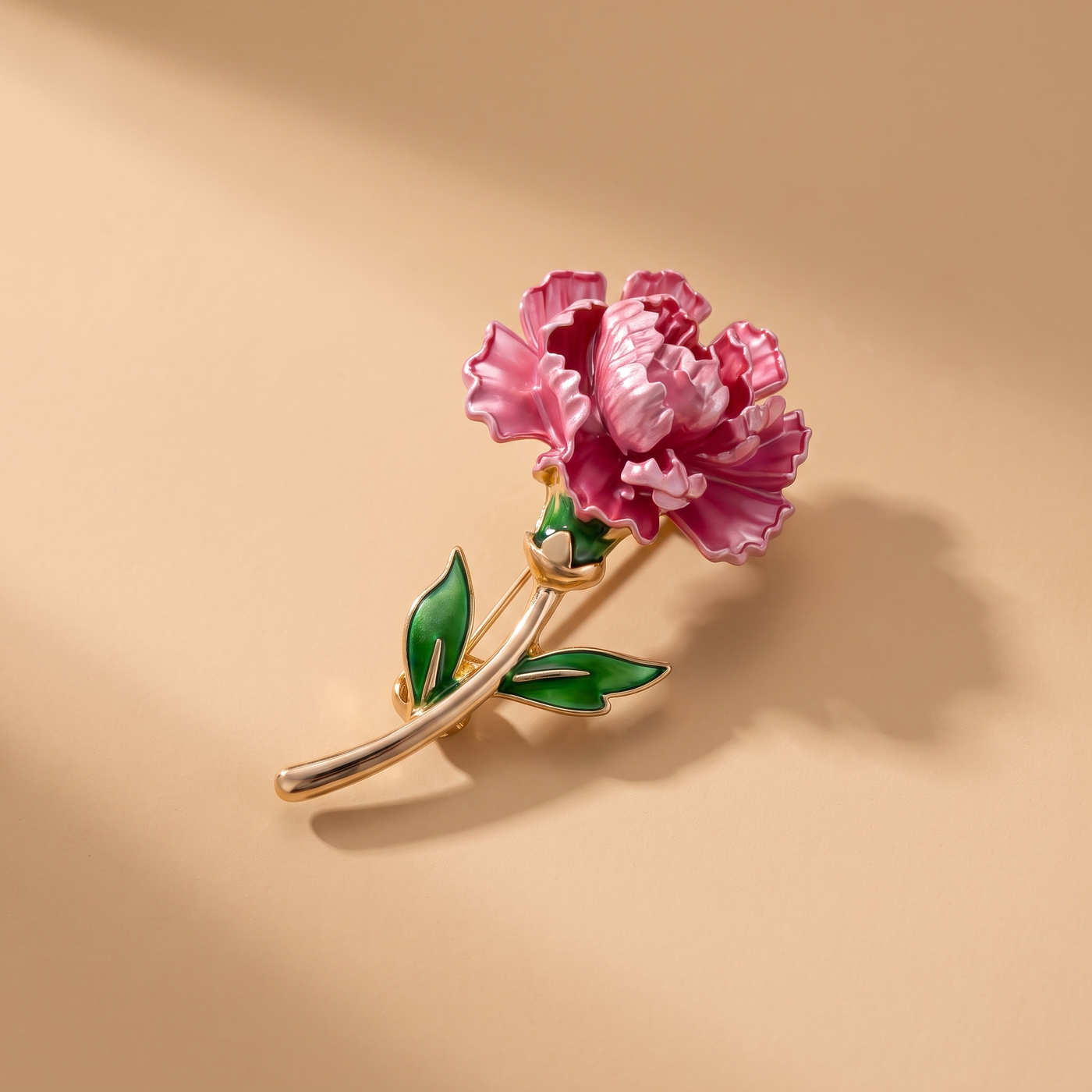 Broche Fleur en émail, bijou vintage Alyvoa · Pivoine rose