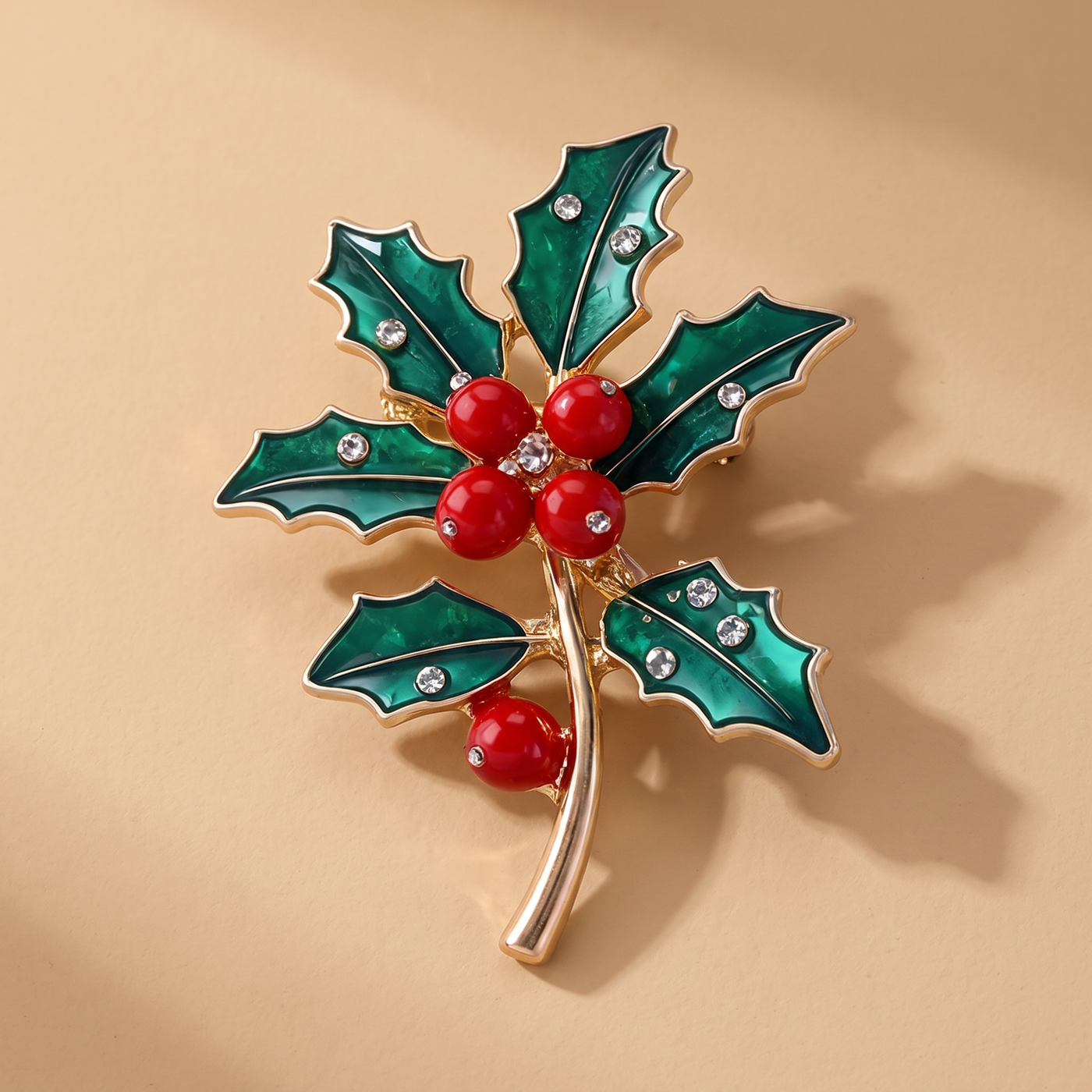 Broche Fleur en émail, bijou vintage Alyvoa · Houx