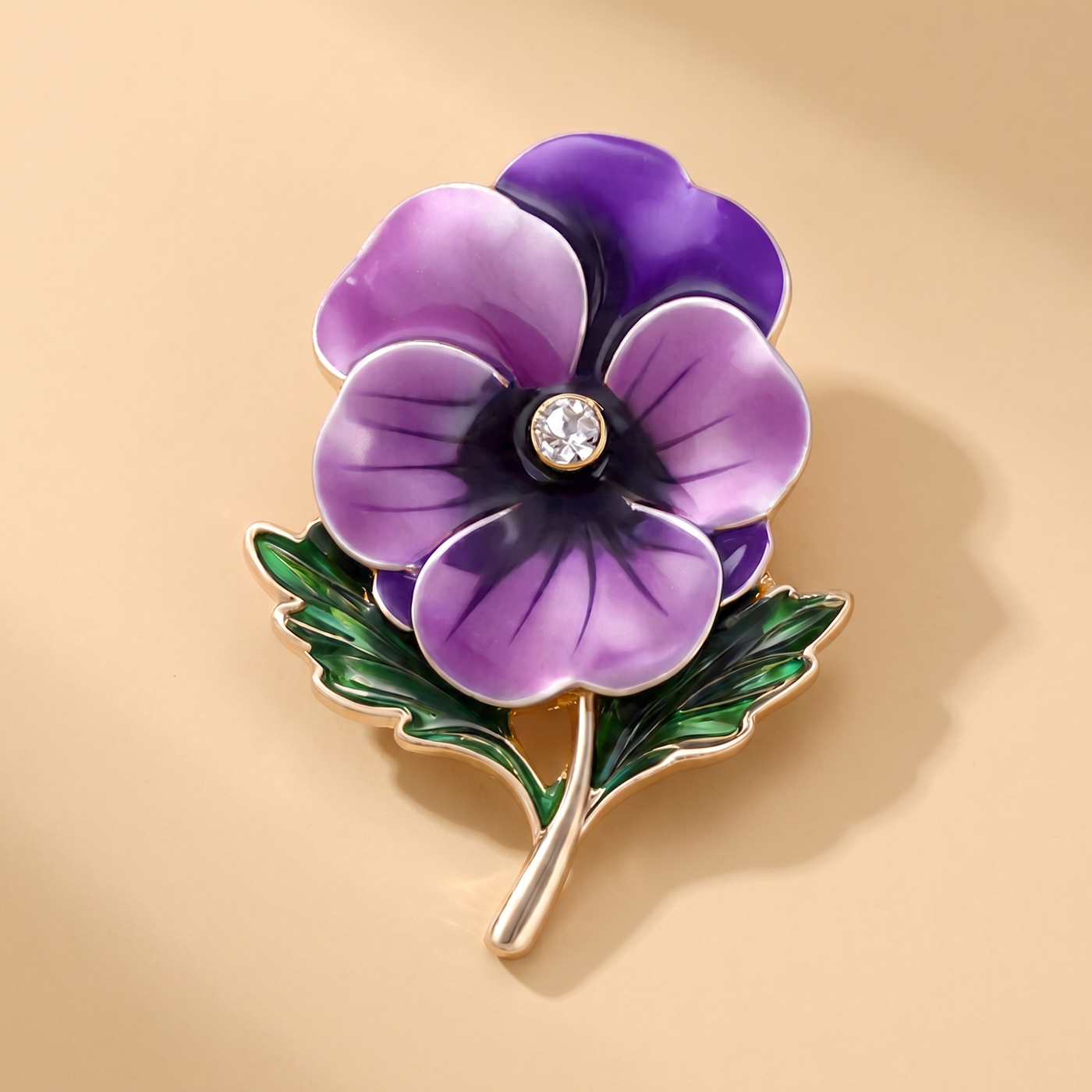 Broche Fleur en émail, bijou vintage Alyvoa · Pensée violette