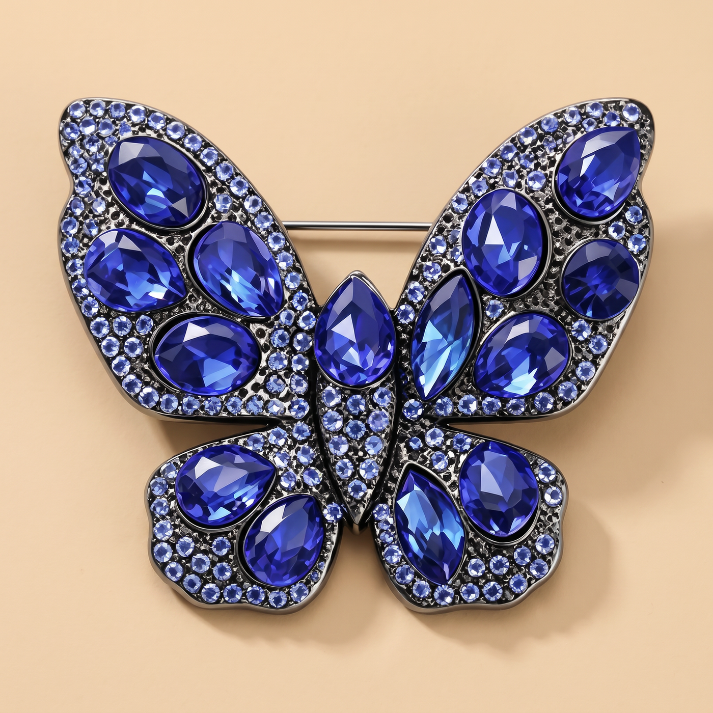 Broche Papillon en cristal, bijou vintage Alyvoa · Bleu