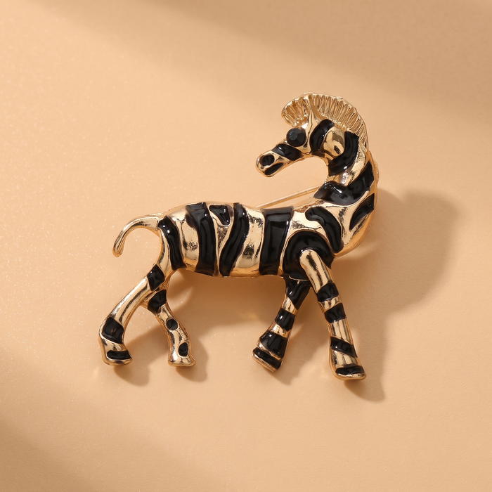 Broche Zèbre · Émail