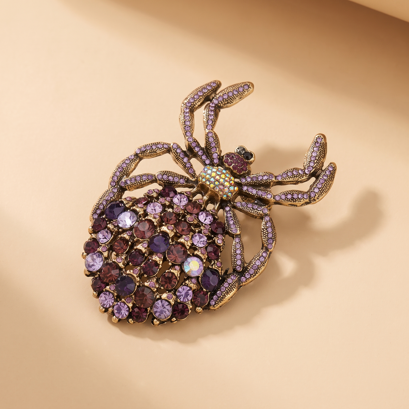 Broche Araignée en cristal, bijou vintage Alyvoa