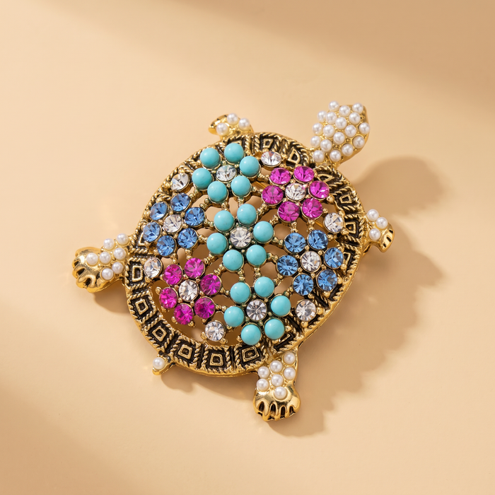 Broche Tortue Vintage · Cristal