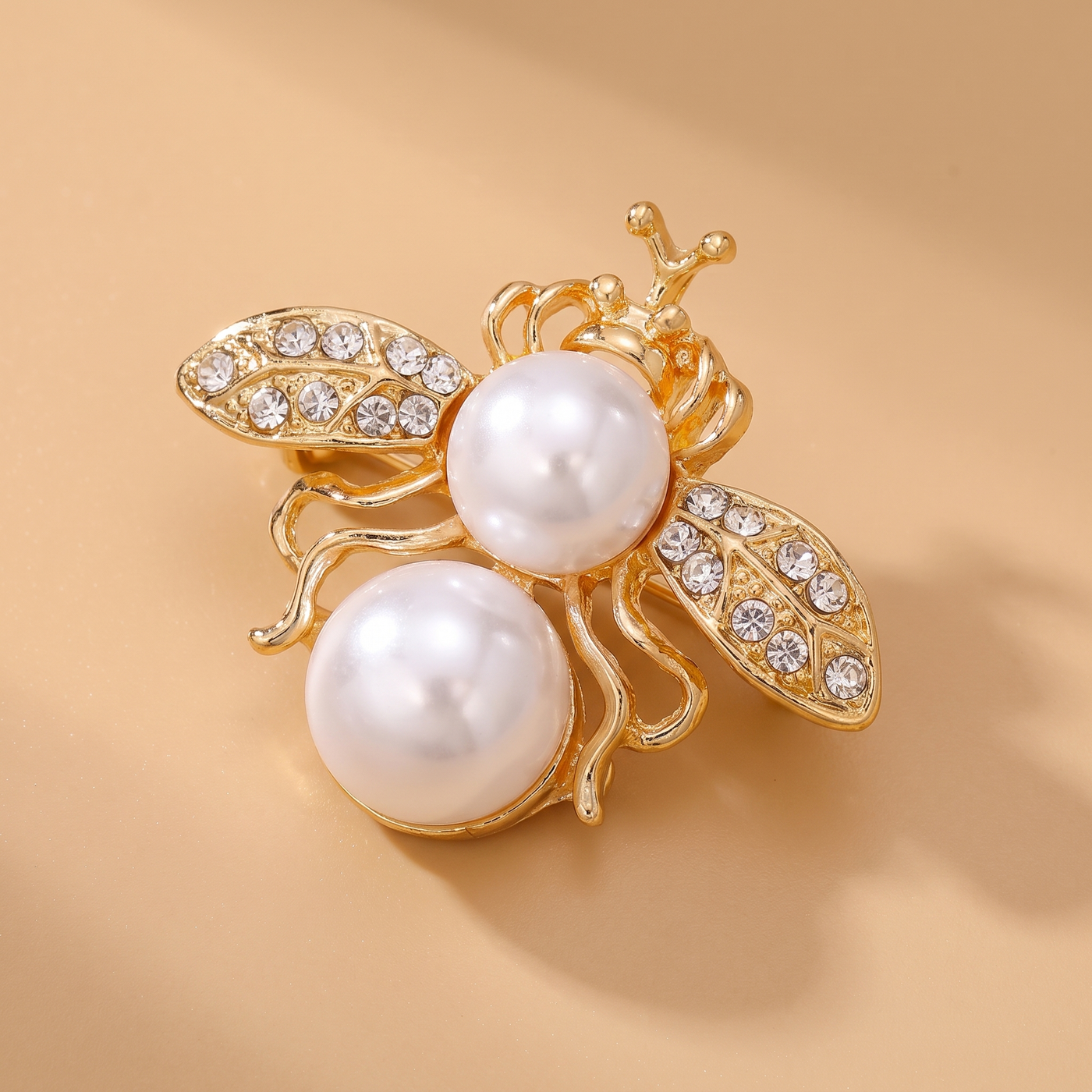 Broche Abeille en perles & cristal, bijou vintage Alyvoa