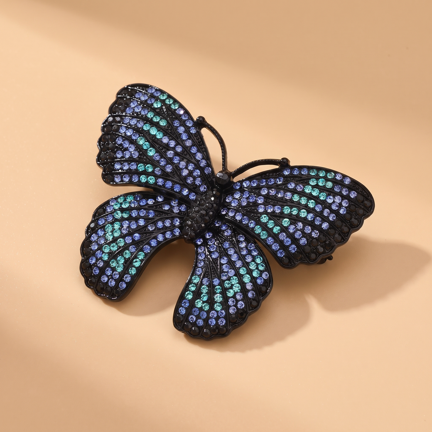 Broche Papillon en cristal, bijou vintage Alyvoa · Bleu