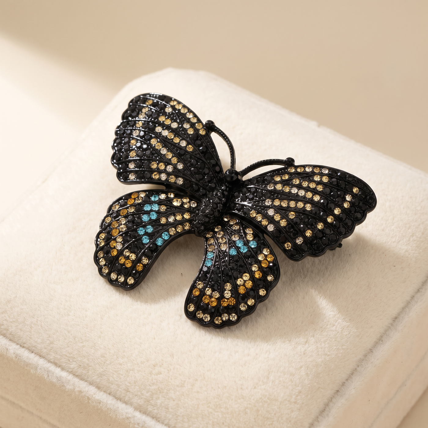 Broche Papillon en cristal, bijou vintage Alyvoa · Jaune
