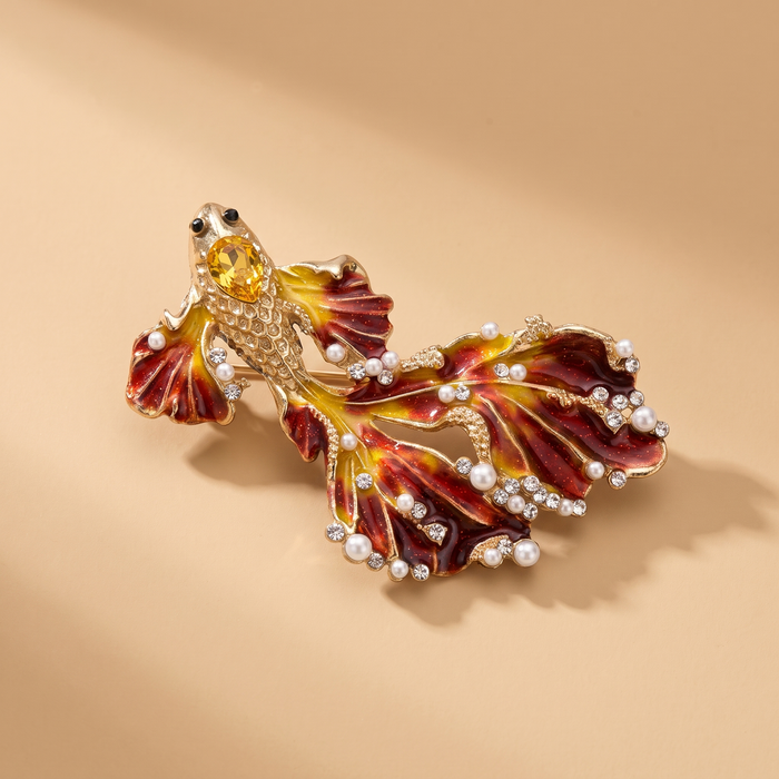 Broche Poisson Rouge · Émail